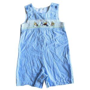 Baby Infant Easter Bunny Chick Spring Blue Smocked Romper - Size 18 Months